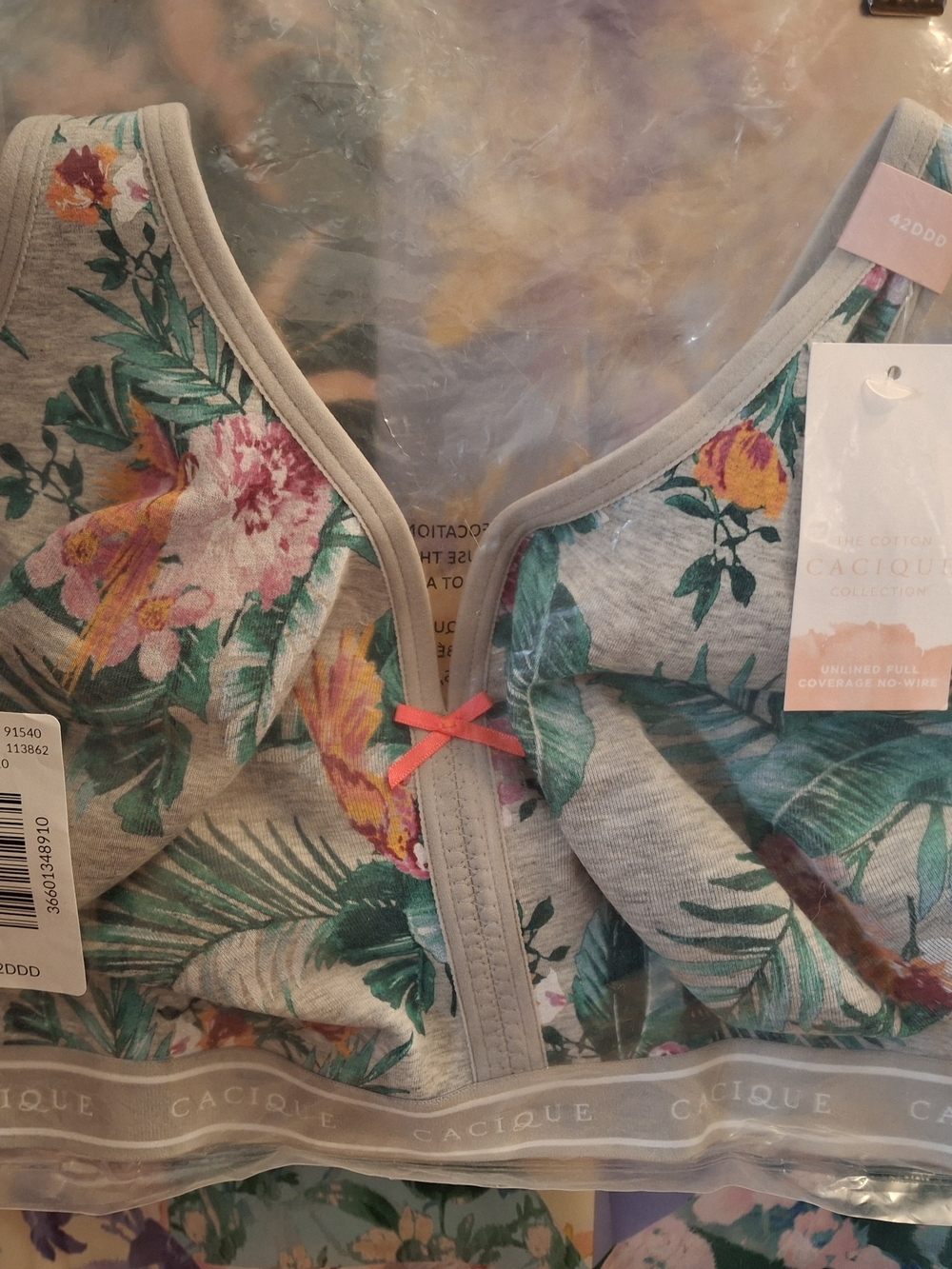 Cacique Unlined Full Coverage No-Wire Bra  Color: Palm Floral